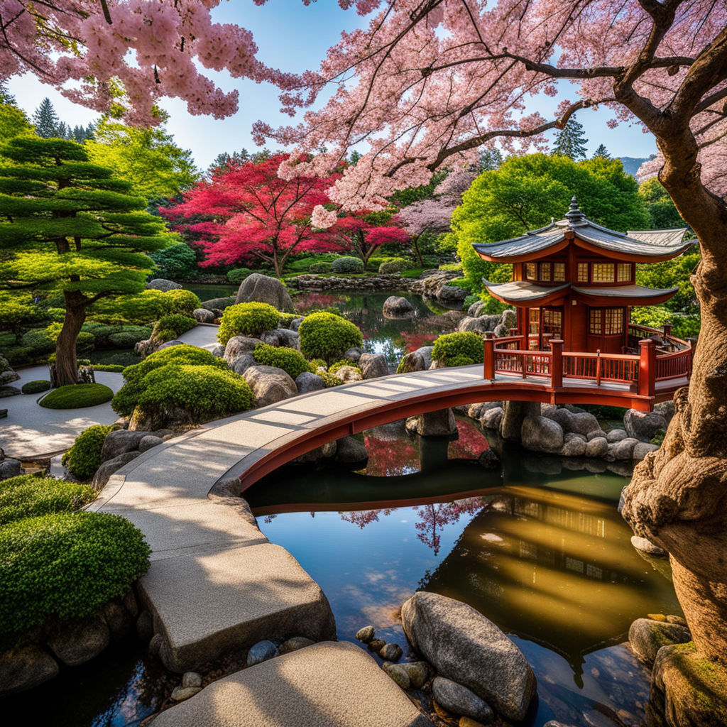 Aesthetic Japan Charcoal Ink Mist and Red Trees River in Spring