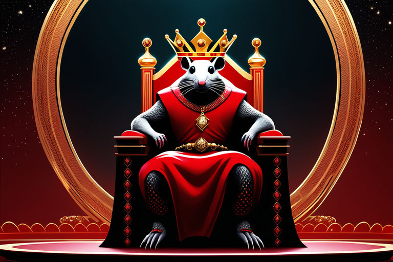 Image of a rat with a crown sitting on a throne