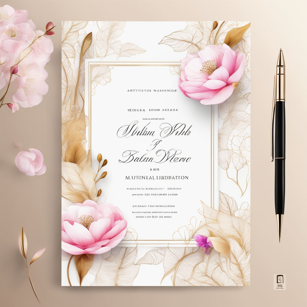 Golden Hand Drawn Line Drawing Floral Theme Wedding Invitation Template  Download on Pngtree