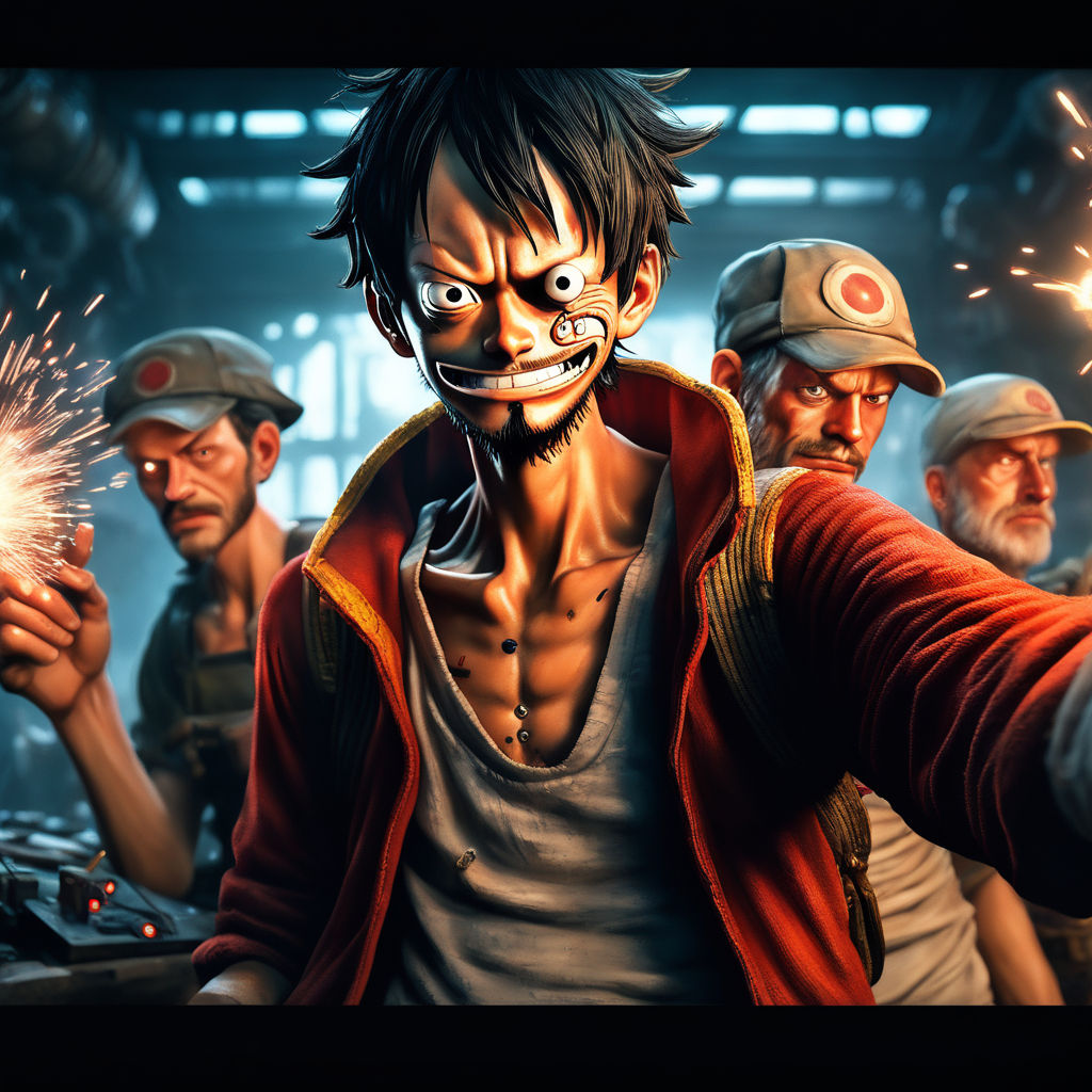 gear 5 luffy fighting blackbeard, manga 4k, Stable Diffusion