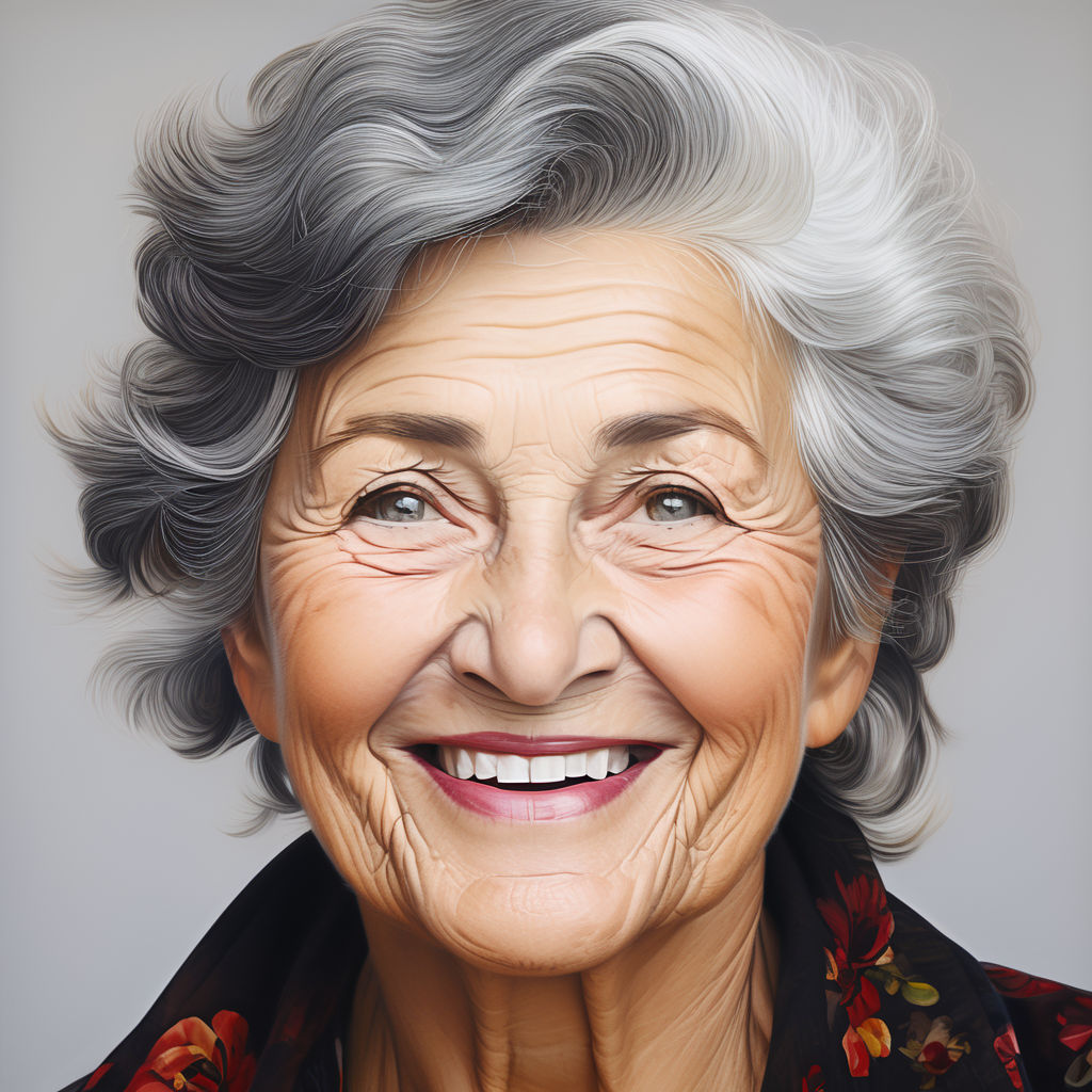 Close-up portrait photography. an asian mature woman with black