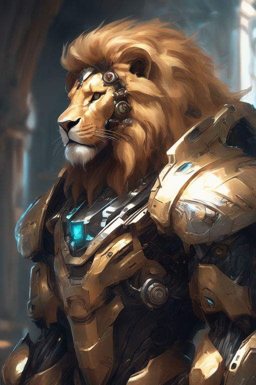 lion with armor men