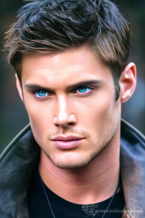 good looking man with blue eyes and dark brown hair