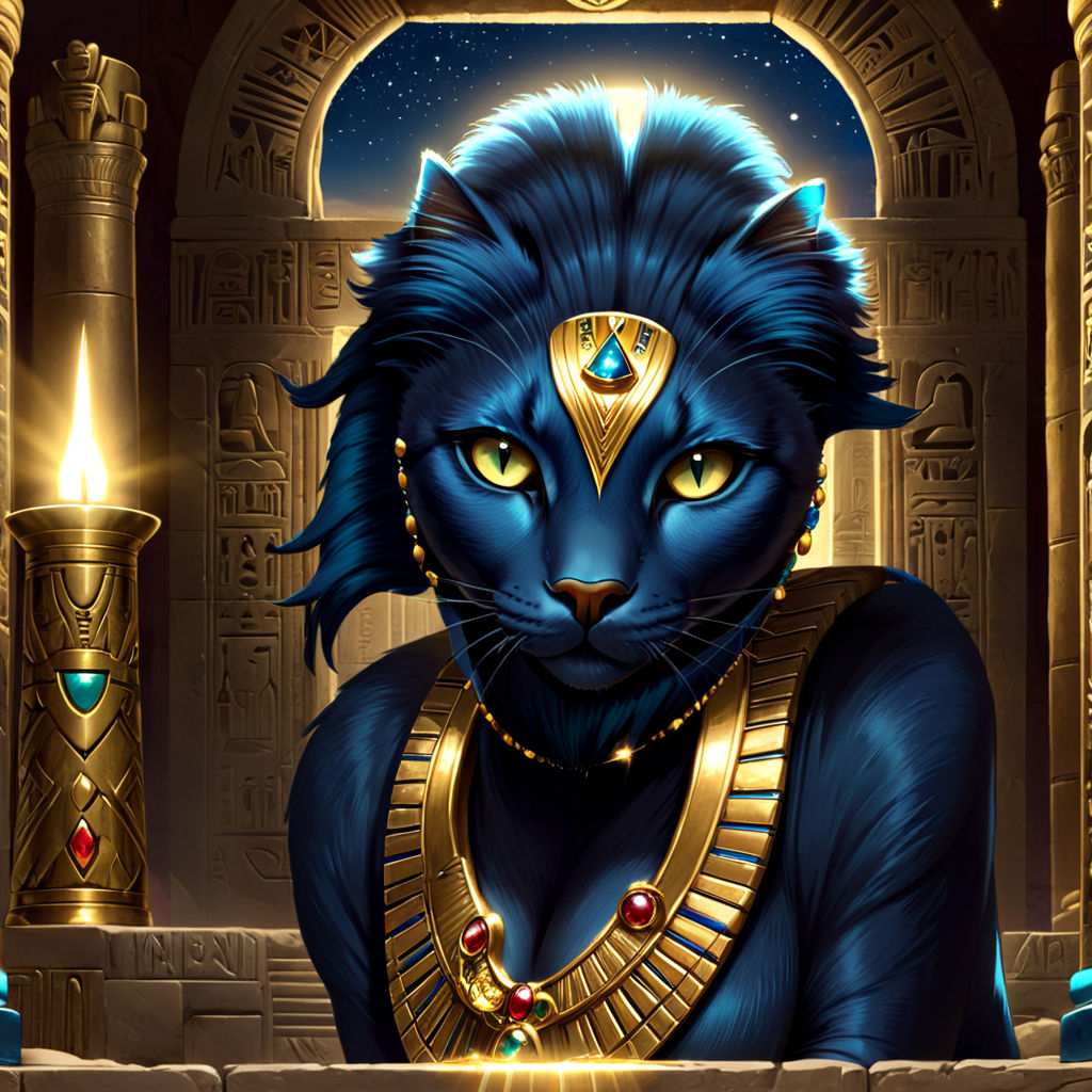 prompthunt: Egypt goddess Bastet, cat, soft sharp, finely detailed, gold,  reflected light, edge lighting, high resolution, realistic, black background,  Ultra detailed, render octane, 8k,