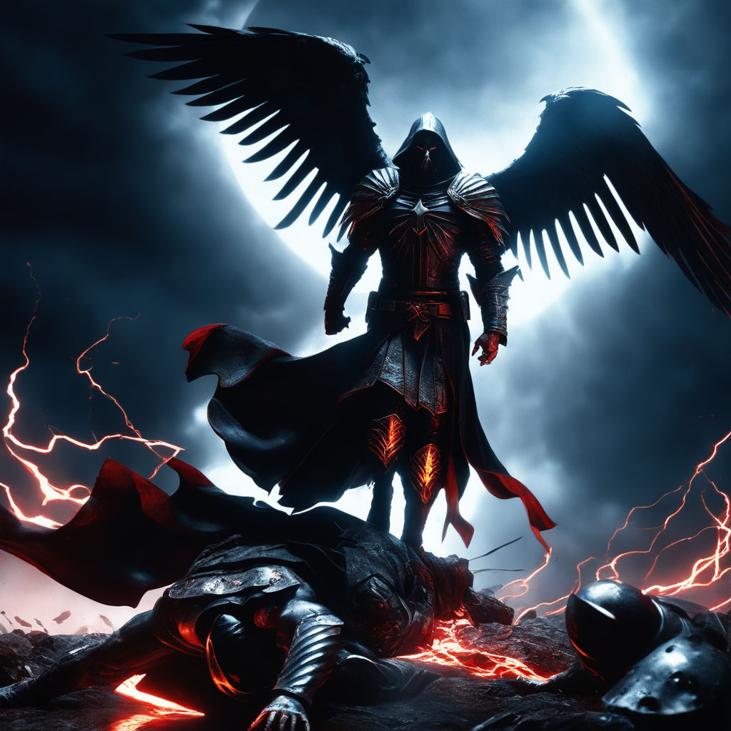 portrait of azrael angel of death, anime fantasy