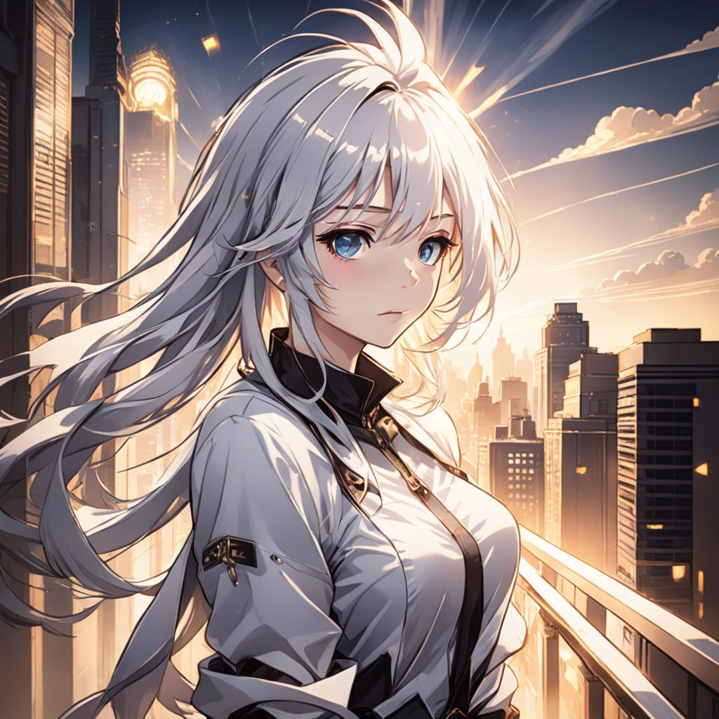 white hair girl art