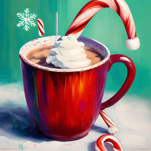 Christmas Coffee Cup with Candy Cane I Art Print by Aldona