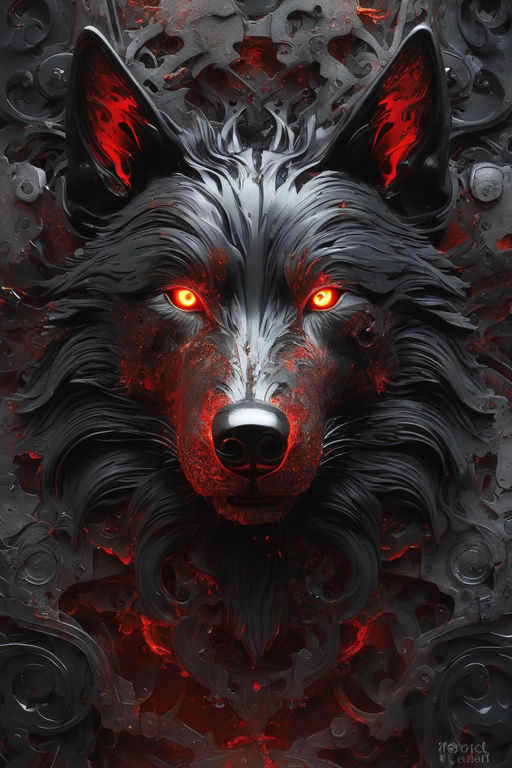 black and red demon wolves