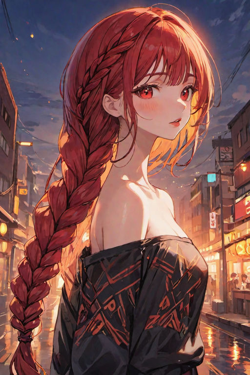 Light Orange Eyes Anime Girl With Ponytail Having Headset On Neck