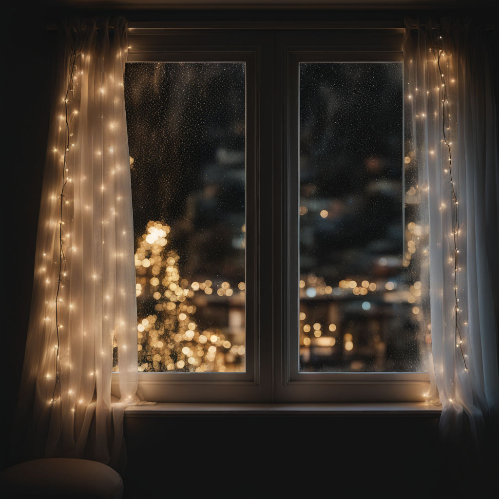 prompthunt: dark photo of dark blue rainy bedroom window at night