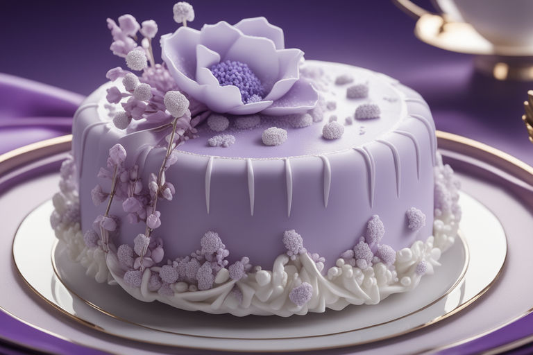 Lavender Flower Decorated Birthday Cake With Name