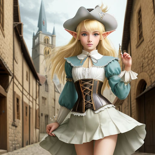 A high fantasy elf girl in a fantasy two piece - Playground