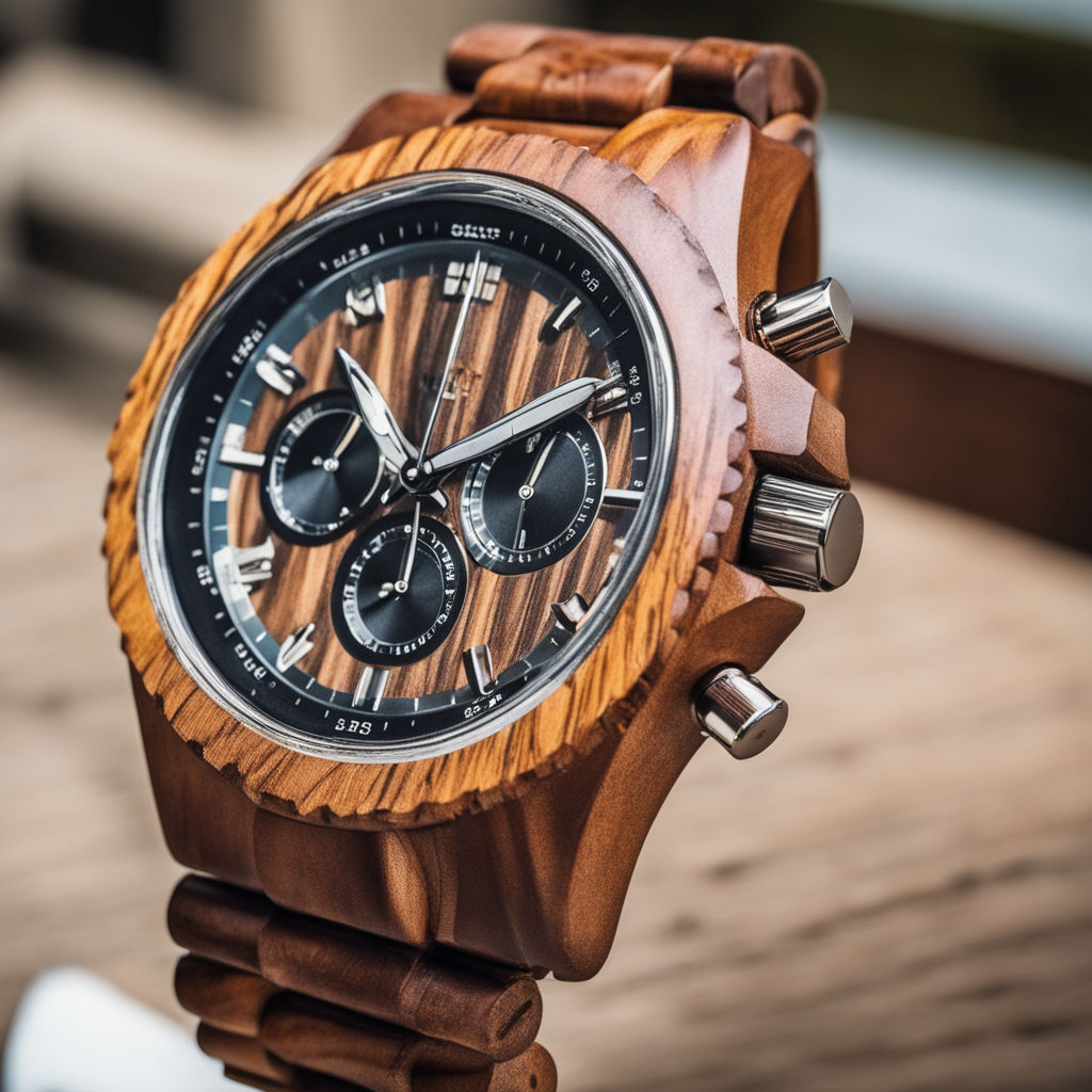 Carolina Panthers Wooden Wristwatch - Chronograph Mahogany and Walnut Watches