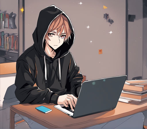 cool anime boy with hoodie