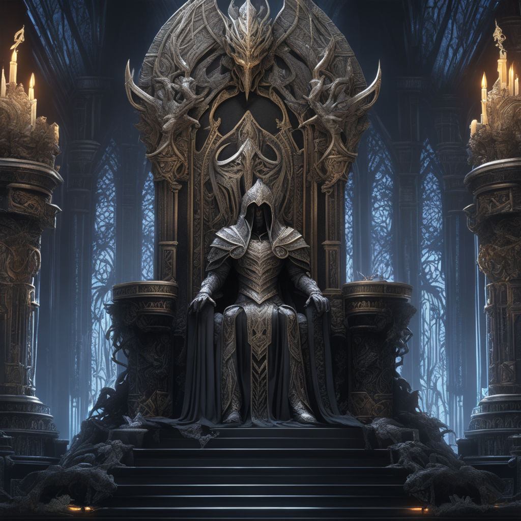 Premium Photo  Fantasy concept portrait of the mysterious undead ghost king  floating on a destroyed throne in a castle ruins digital art style  illustration painting