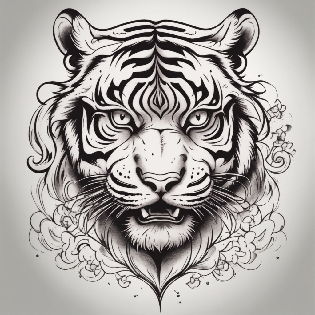Tiger Head Tattoo Sketch Vector Illustration Stock Vector - Illustration of  aggression, isolated: 195693131