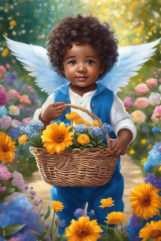 beautiful black baby angel paintings