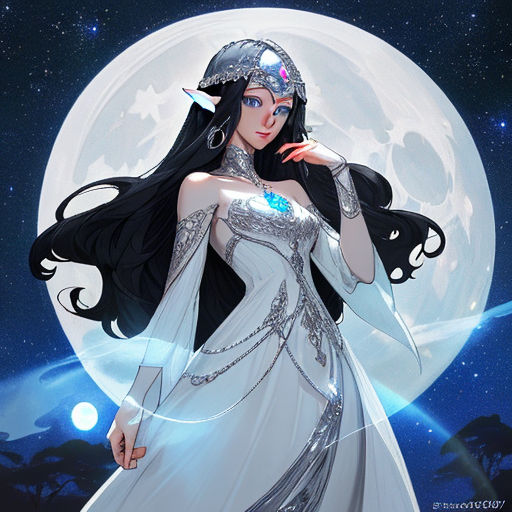 moon goddess fantasy trippy anime dream  Arthubai