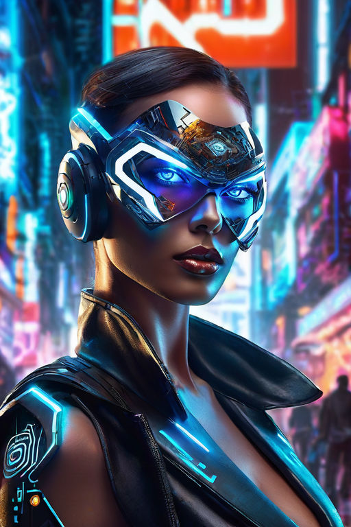 Wallpaper Girl, The game, City, Art, Lights, Neon, Cyborg, CD