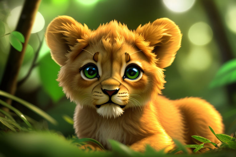 realistic baby lion drawing