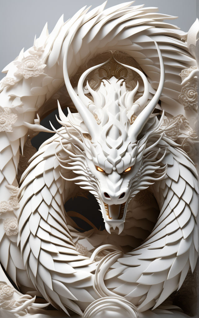 Stunning 3d Illustration Featuring A White Oriental Dragon