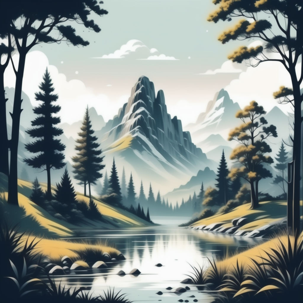 Forest Nature Landscape Scene Environment Landscape Drawing Vector,  Environment, Landscape, Drawing PNG and Vector with Transparent Background  for Free Download