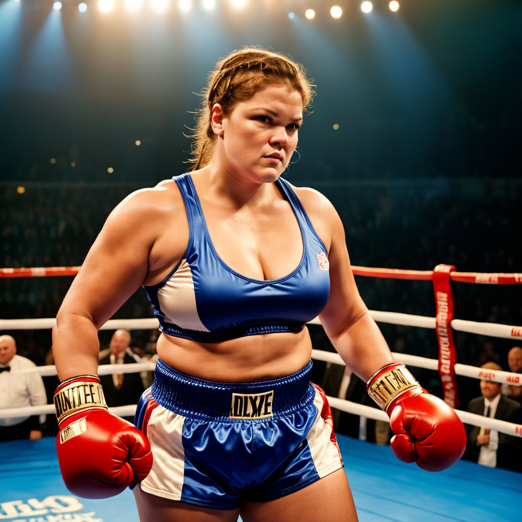 Woman boxer in athletic attire and gloves, showcasing her punch