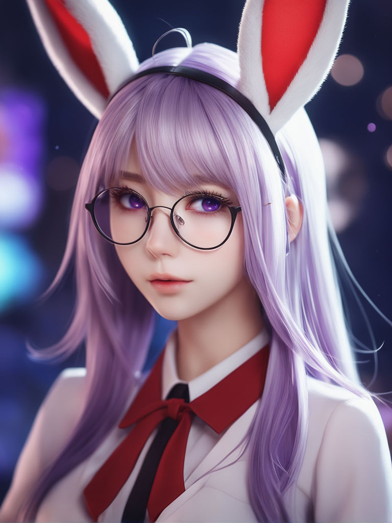 Premium Photo | Anime girl with bunny ears holding a white rabbit in a  field generative ai