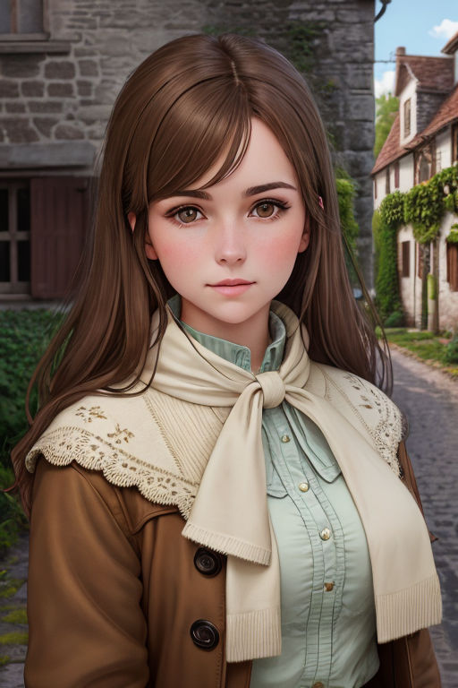 anime girl with light brown hair and brown eyes