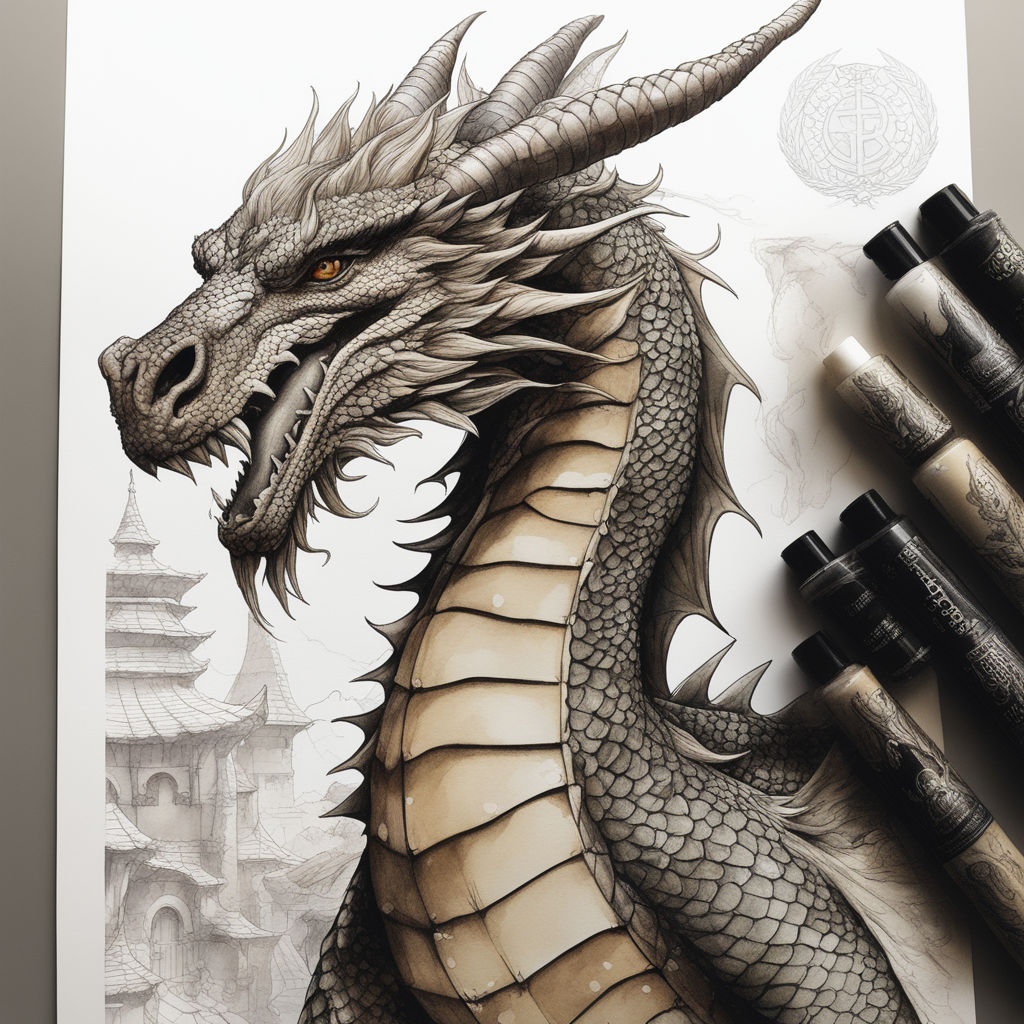 how to draw a realistic dragon head