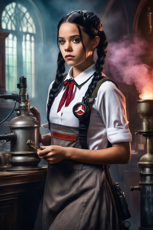 full body of a Wednesday Addams (Jenna Ortega) harvests poisonous