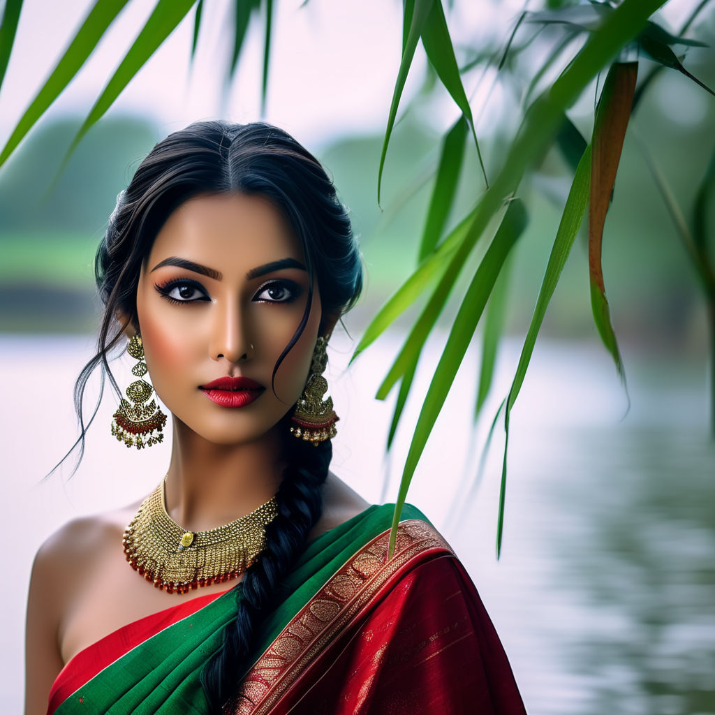 A full body portrait of a 21 year old woman wearing a red and