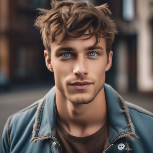 good looking man with blue eyes and dark brown hair