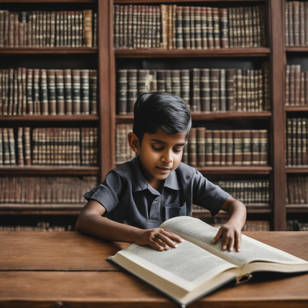 indian kid reading a book