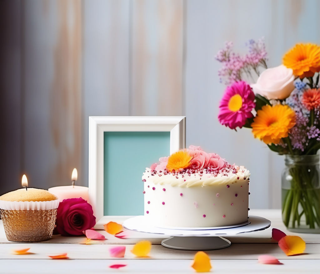 one large fishing hook is half inserted into a small cake that