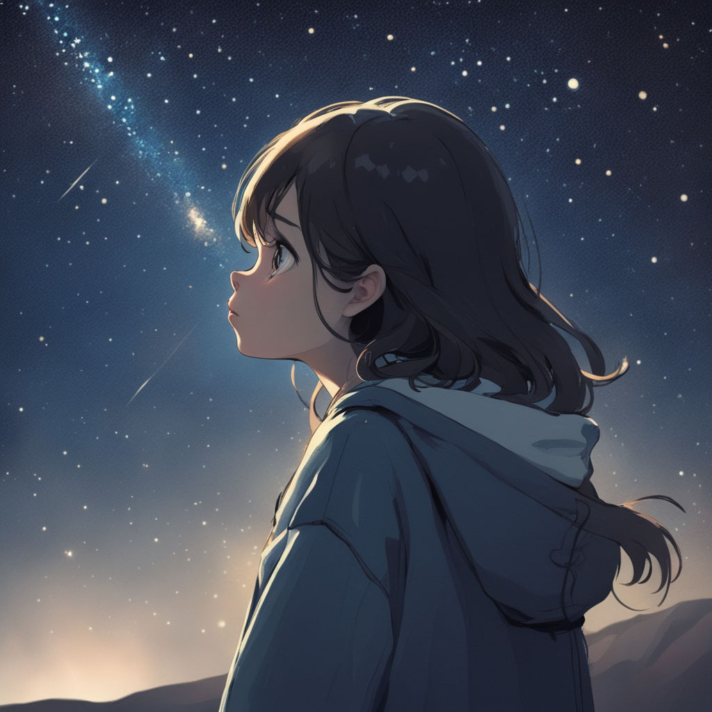 girl falling from night sky