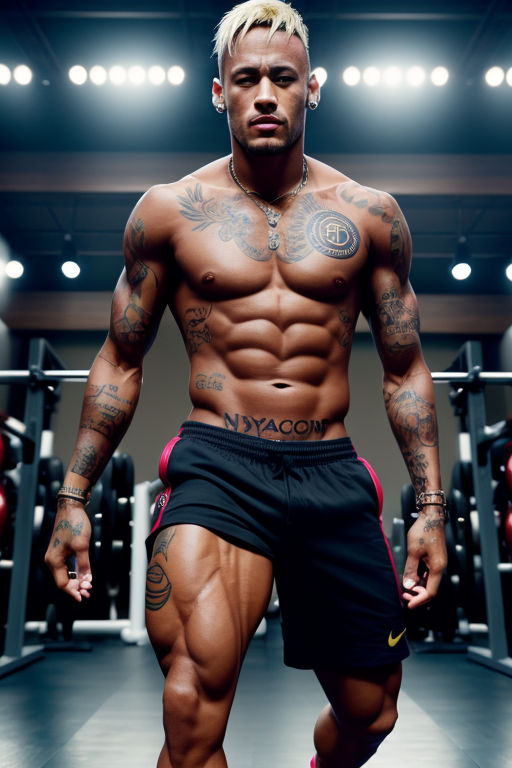 19 years old collage muscular black guy with body tattoos" - Playground AI