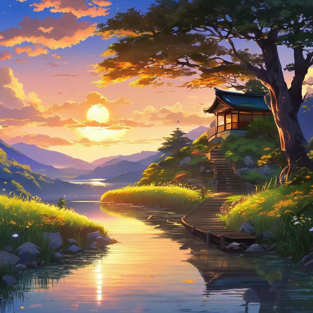 1920x1080 landscape anime digital art forest trees stars starry night night  sky wallpaper JPG 353 kB - Coolwallpapers.me!