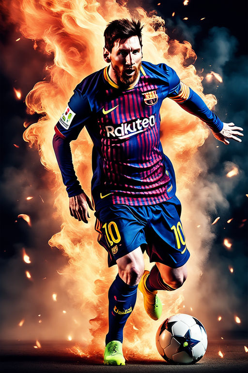 Download Lionel Messi brings the heat as he unleashes a fiery orange flame!  Wallpaper