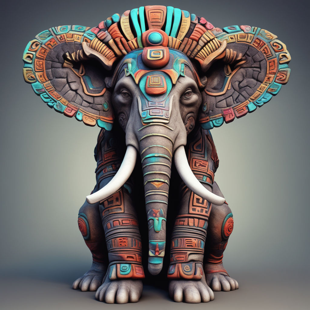 aztec elephant painting