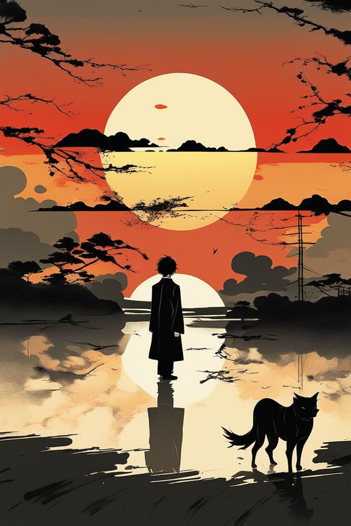 angry, face, Samurai Champloo, anime, sunset, Mugen (Samurai Champloo), red  background, anime boys, sword, weapon, Sun