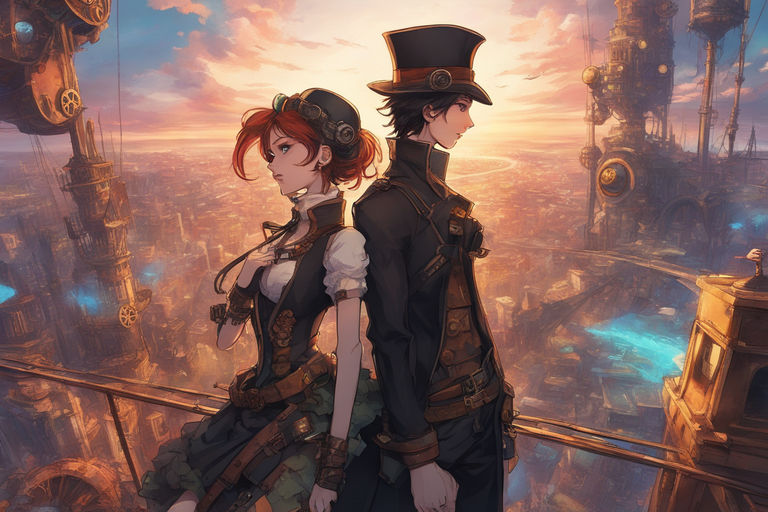 steampunk anime girl inventor