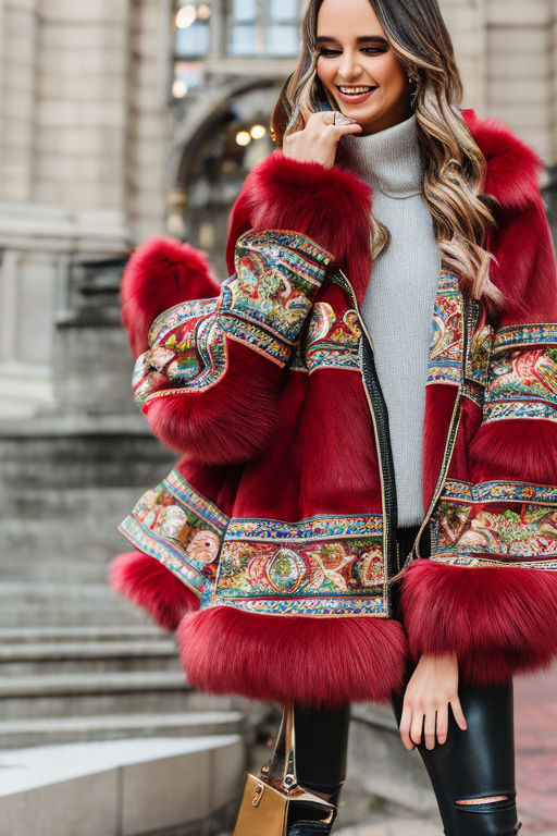 Gucci Faux Fur Coat in Red