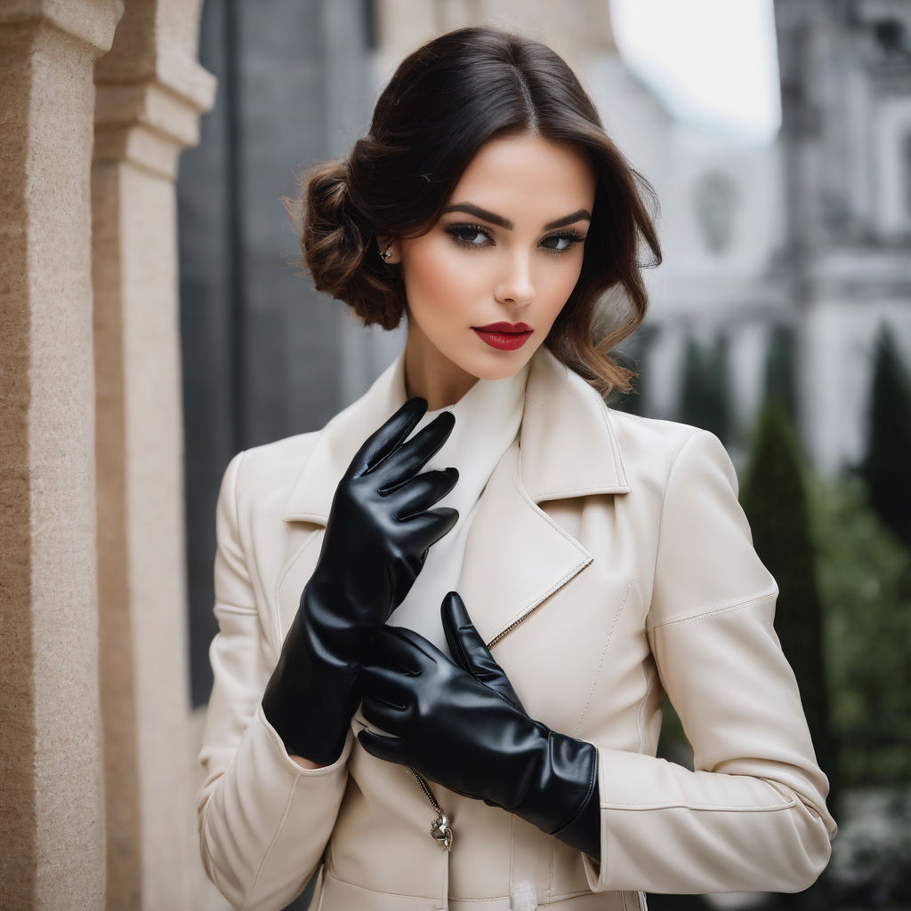 black leather elegant long gloves - Playground