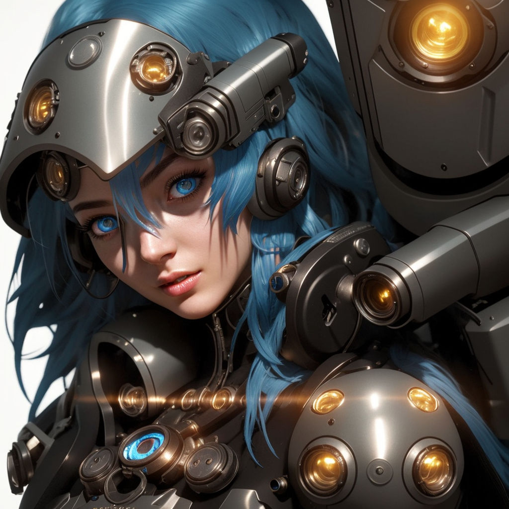 portrait Anime cyberpunk cyborg girl in mechanical