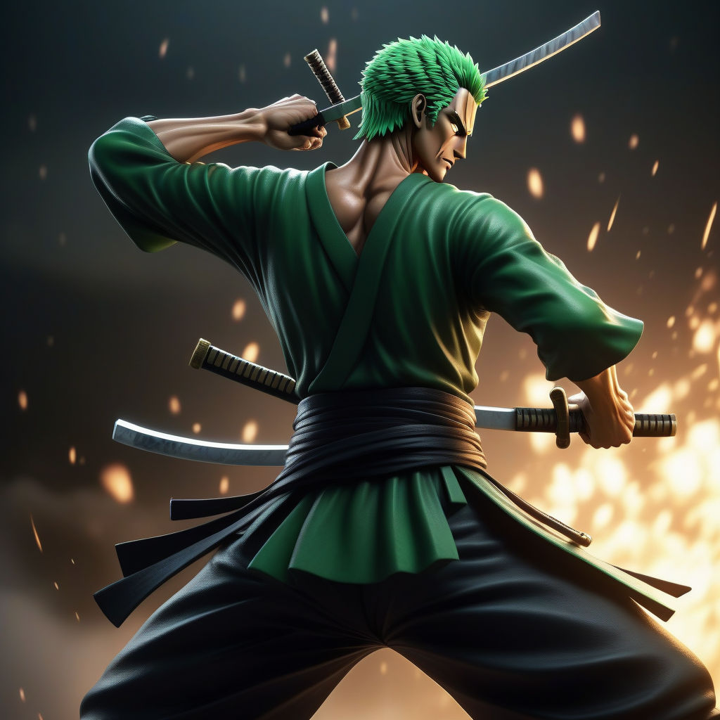 prompthunt: zoro from one piece cutting the world in half with his 3 sword  style, anime, 4k