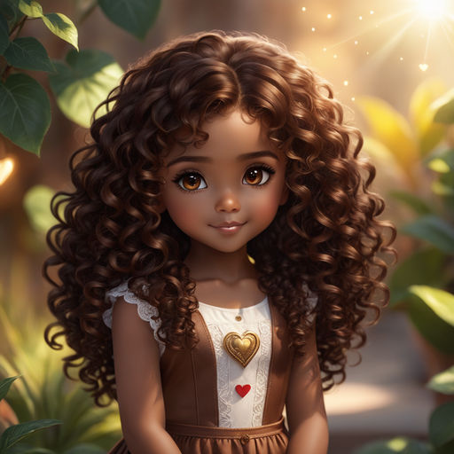 cute cartoon girl with brown hair