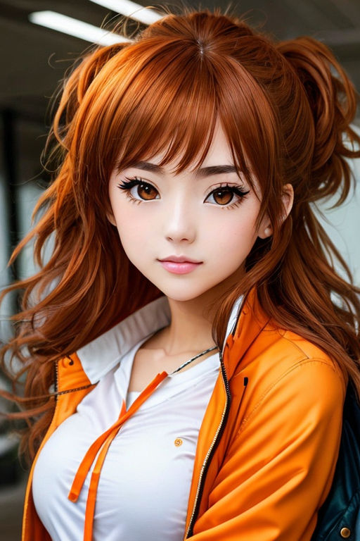 Athah Anime Original Girl Skirt Animal Ears Long Hair Orange Hair Green  Eyes 1319 inches Wall Poster Matte Finish Paper Print  Animation   Cartoons posters in India  Buy art film