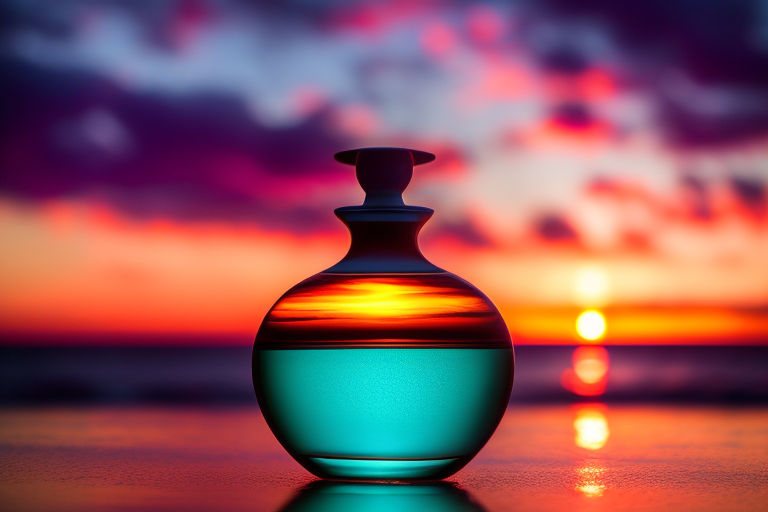 Perfume Bottle On The Beach At Sunset. 3d Rendering Free Image and  Photograph 210342904.