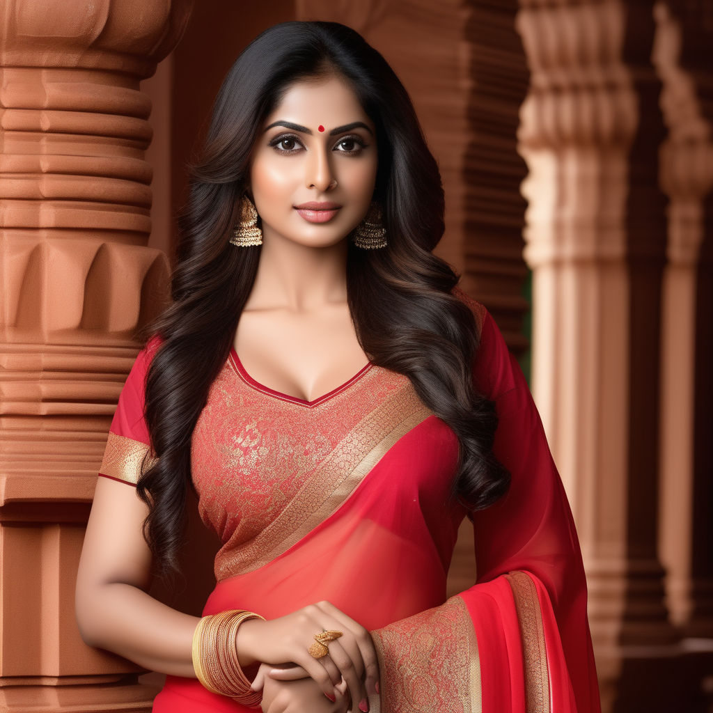 a Bengali girl in a red saree with wings - Playground